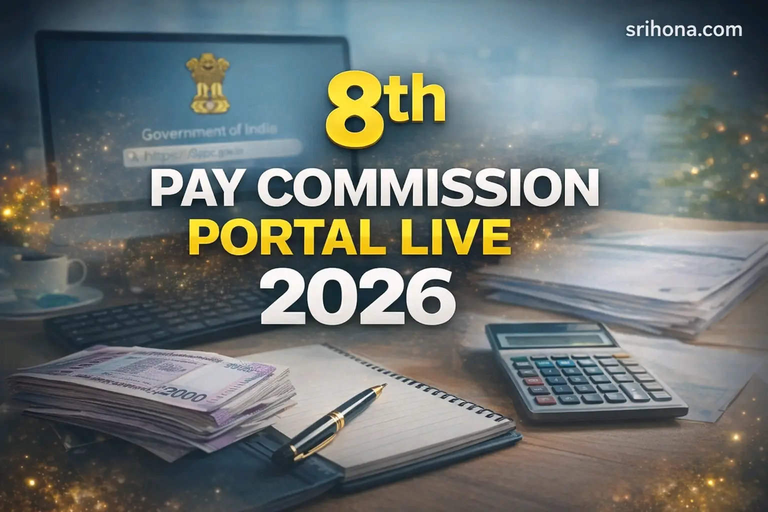 8th Pay Commission Portal Live 2026 featured image with salary update and srihona.com watermark
